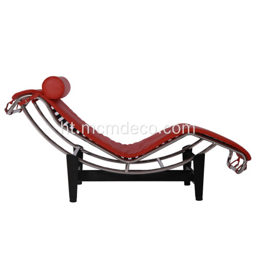 Le Corbusier LC4 Wouj Leather Chaise Lounge
